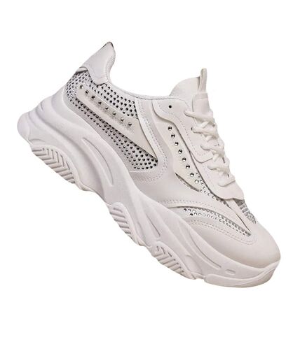 Womens/ladies groove diamante chunky sneakers white Where´s That From