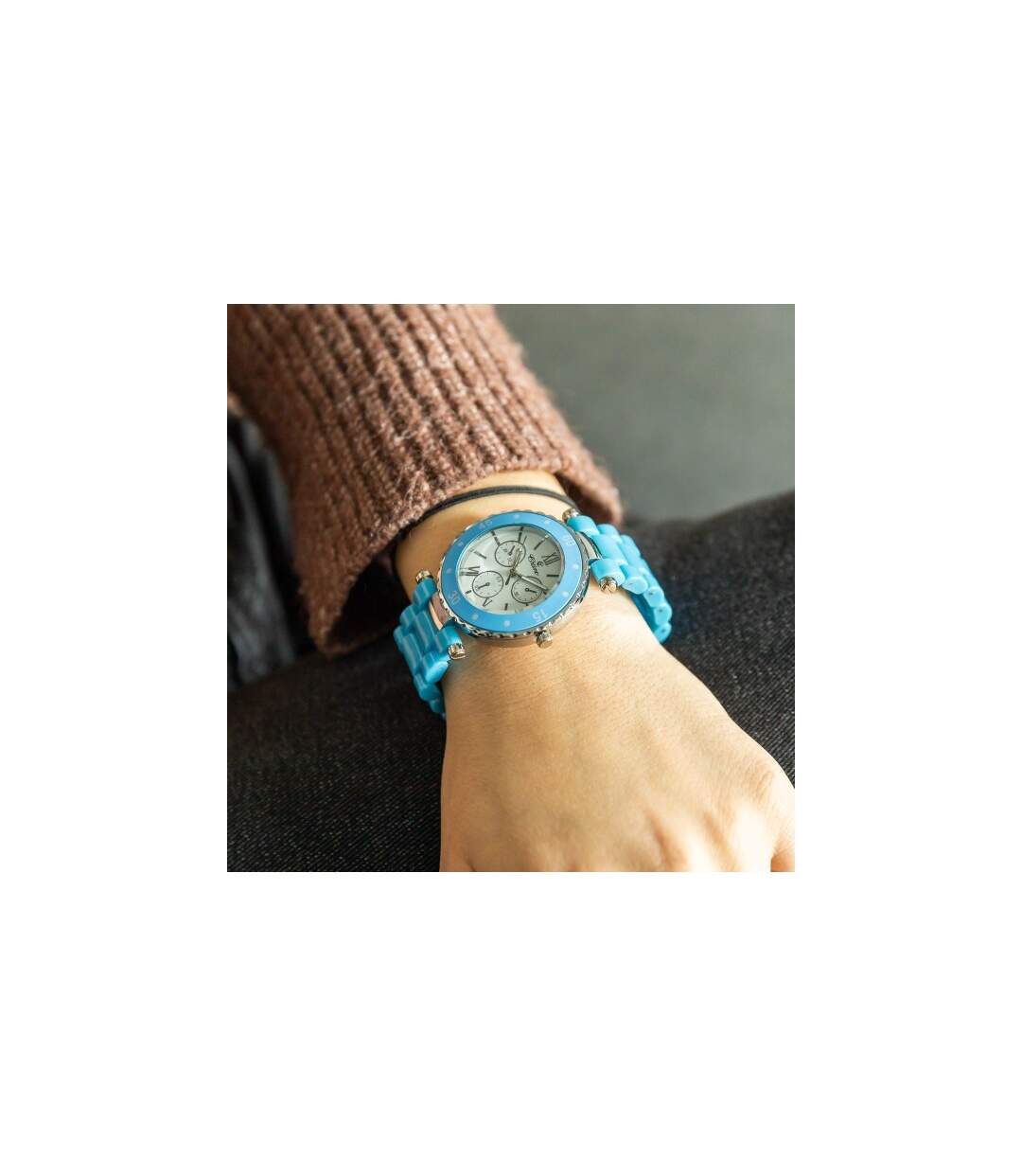 Montre pour Femme Plastique Bracelet Bleu CHTIME