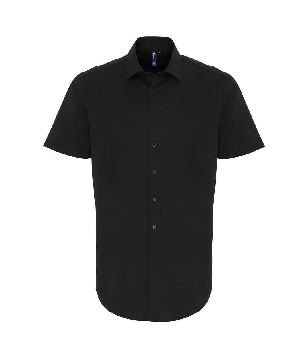 Mens poplin stretch short-sleeved shirt black Premier