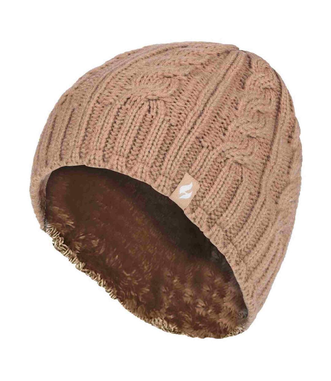 Ladies Cable Knit 3.4 Tog Fleece Lined Thermal Winter Hat-1