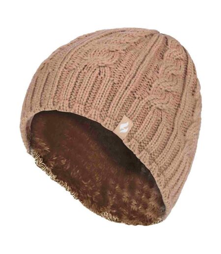 Ladies Cable Knit 3.4 Tog Fleece Lined Thermal Winter Hat