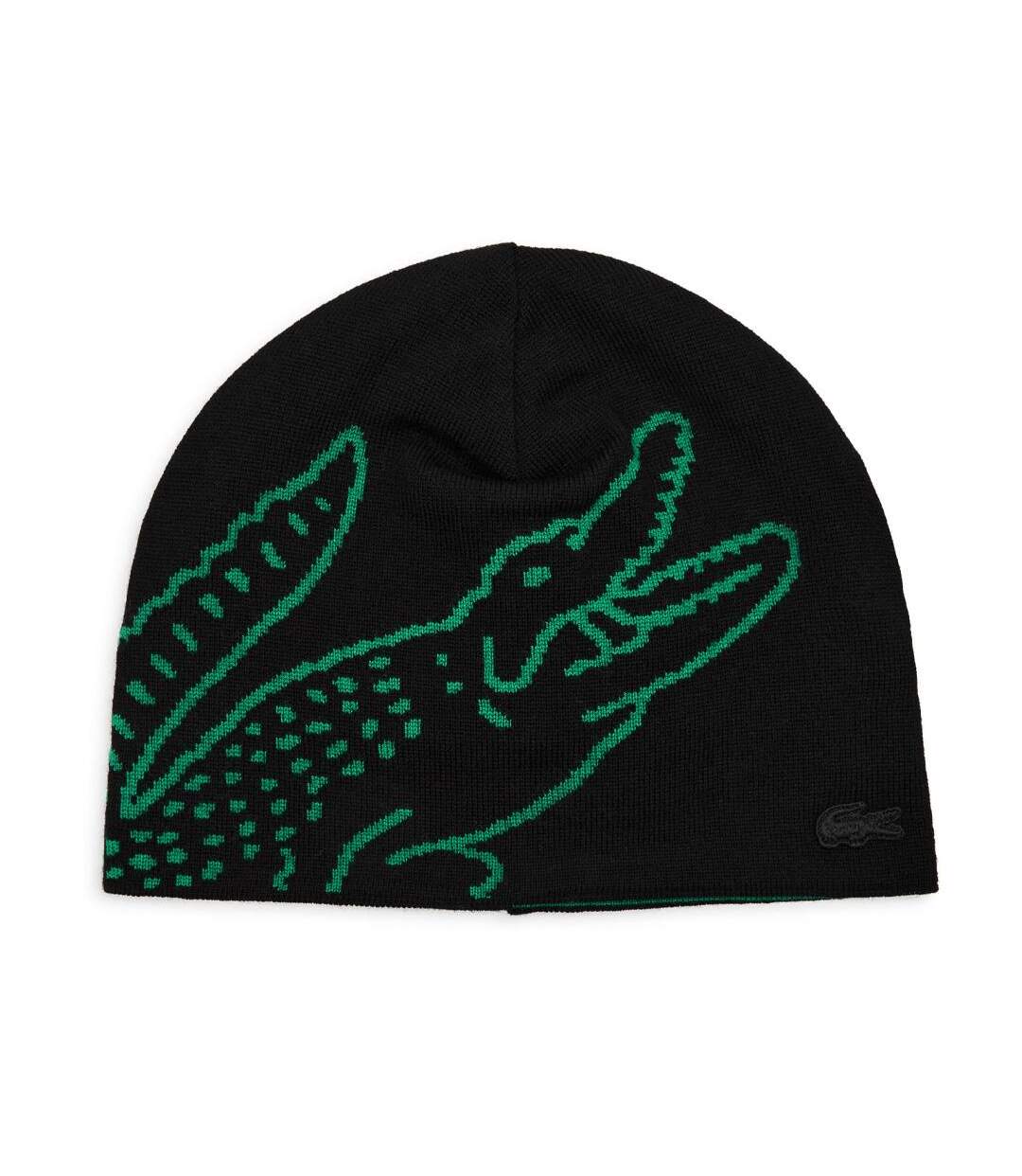 Bonnet noir/vert homme lacoste broderie-1