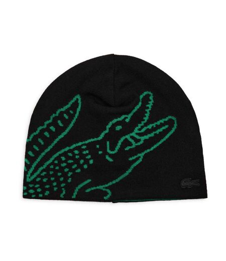 Bonnet noir/vert homme lacoste broderie