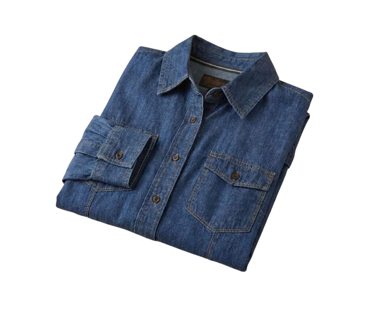 Chemisier Femme Jean Bleu Denim 100% Coton Boutons Bois-5