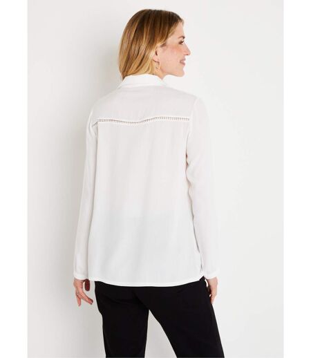 Chemisier droit boutonné uni brodé