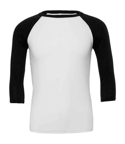 Unisex adult 3/4 sleeve baseball t-shirt white/black Canvas