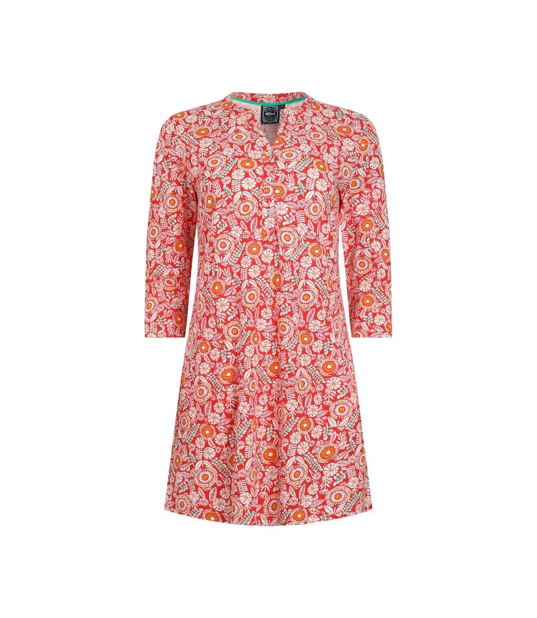 Womens/ladies ava printed slub tunic tango red Weird Fish-1