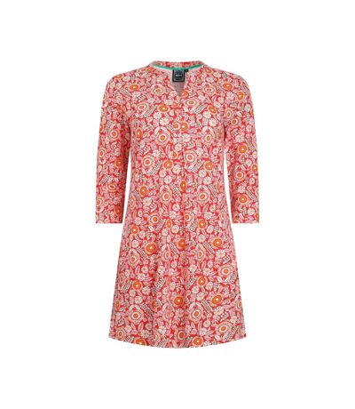 Womens/ladies ava printed slub tunic tango red Weird Fish