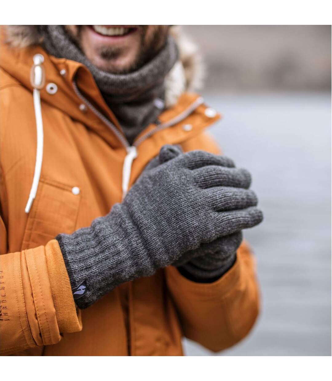 Mens Thermal Gloves with Protective Ribbed Cuff-4