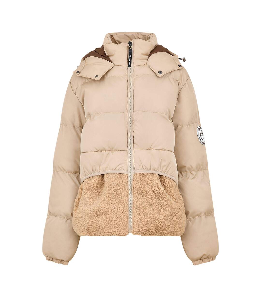 Womens/ladies Regular Puffer Jacket Cream NY Concept-1
