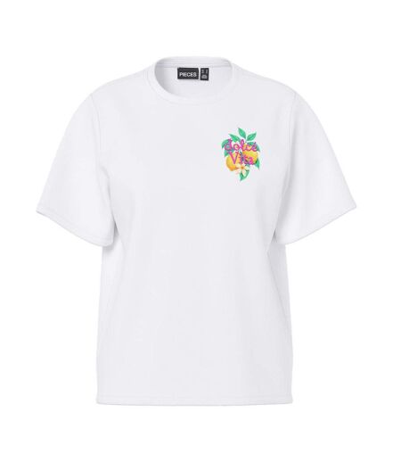 T-shirt blanc femme pieces oda lia ss
