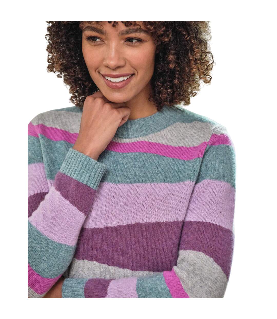 Womens/ladies Abstract Wavy Fleece Jumper Multicoloured WoolOvers-3