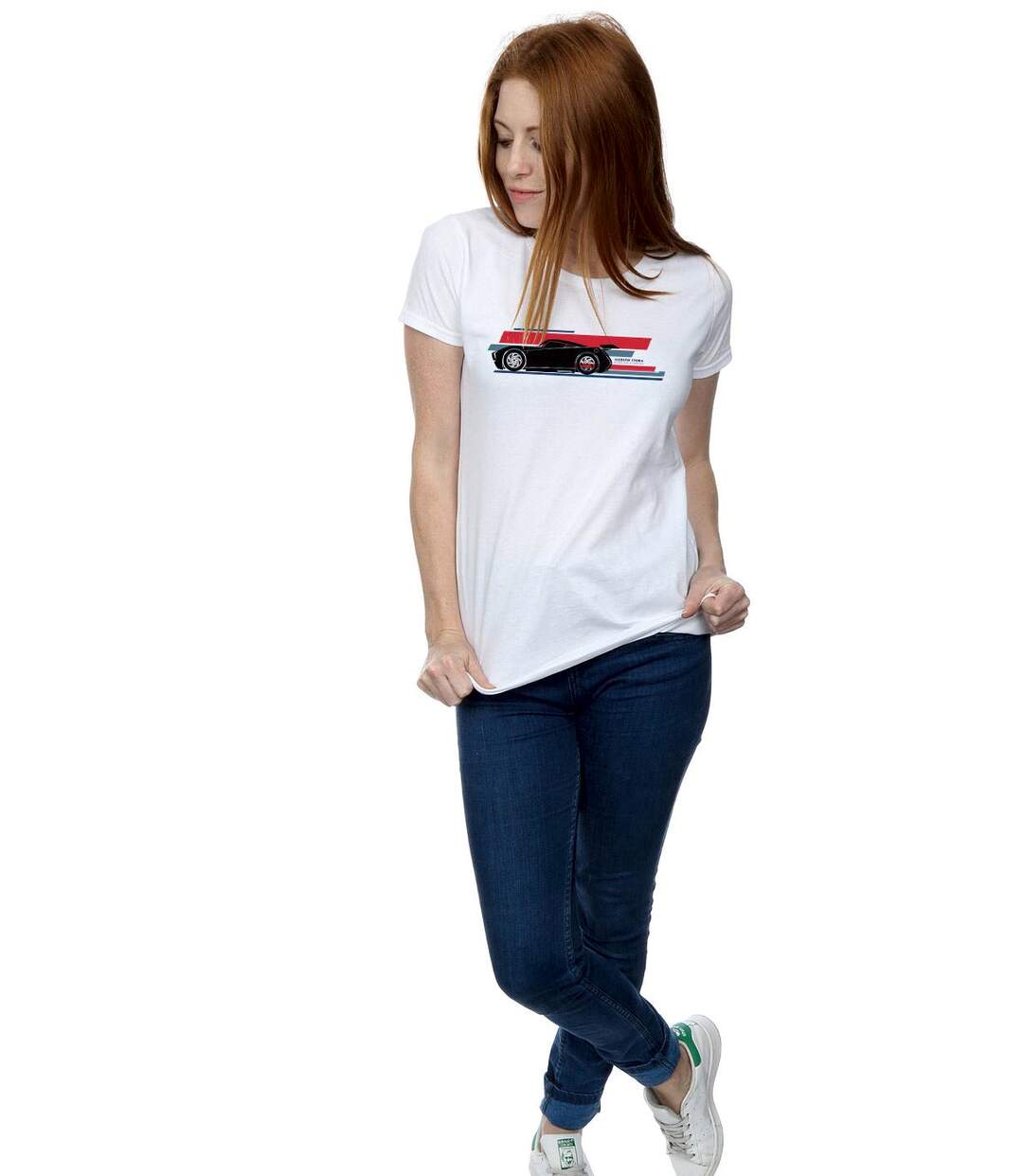 Disney - T-shirt CARS JACKSON STORM STRIPES - Femme (Blanc) - UTBI13635-4