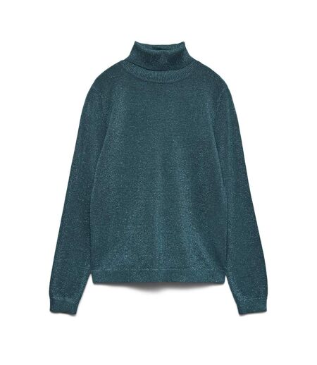 Pull col roulé bleu canard paillette femme vero moda happyglitter