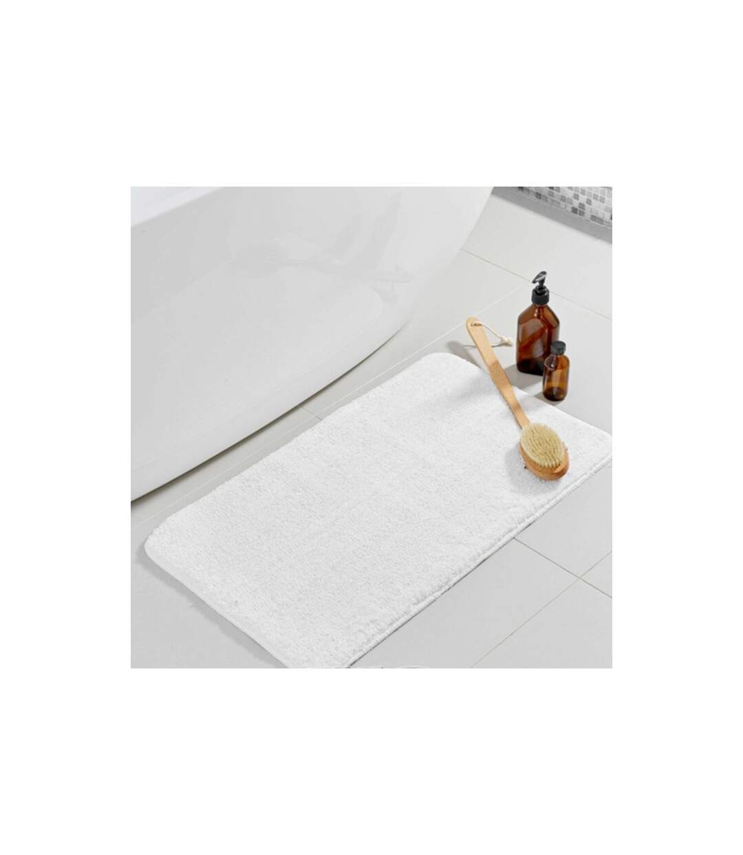 Tapis de Bain Microfibre Métallisé 45x75cm Blanc-5
