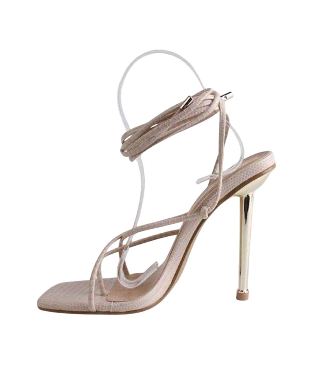 Sandales Motif/style Peau De Serpent Femme Crème Chic-3