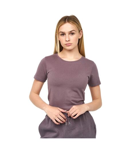 Womens/ladies Tilly Crop T-shirt Charcoal Mauve Juice