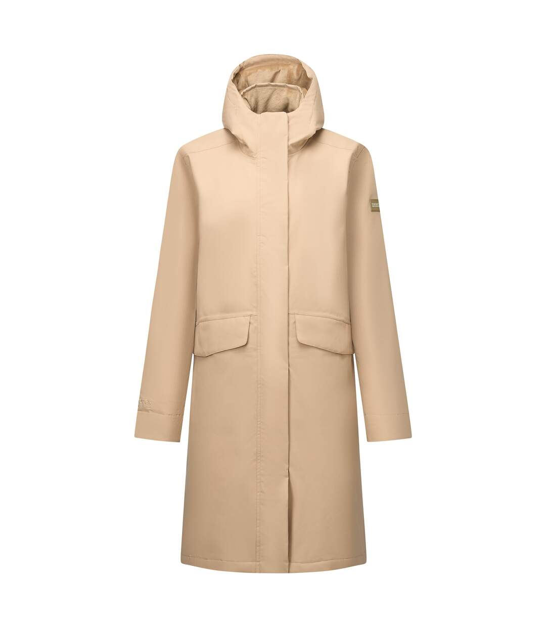 Veste Imperméable Longue Et Unie À Capuche Et Taille Ajustable Ramona Femme Beige Regatta-2