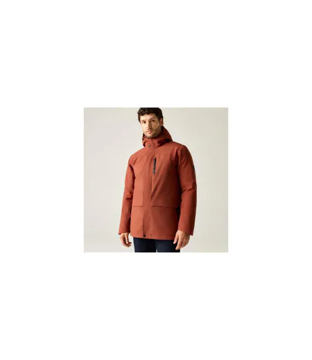 Veste Imperméable Et Isolante À Capuche Ajustable Motif/style Uni Baylon Homme Orange Rouge Regatta
