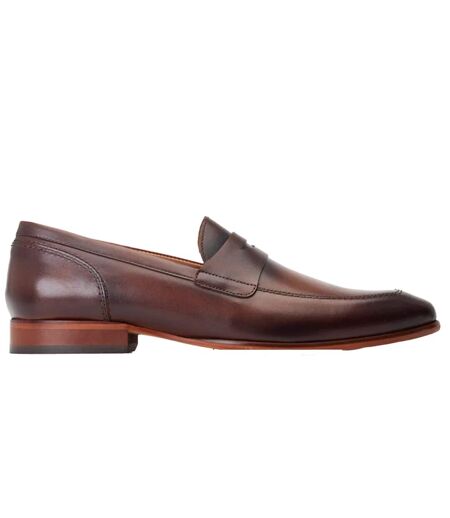 Mens Bruno Leather Penny Loafers Burnt Brown Base London