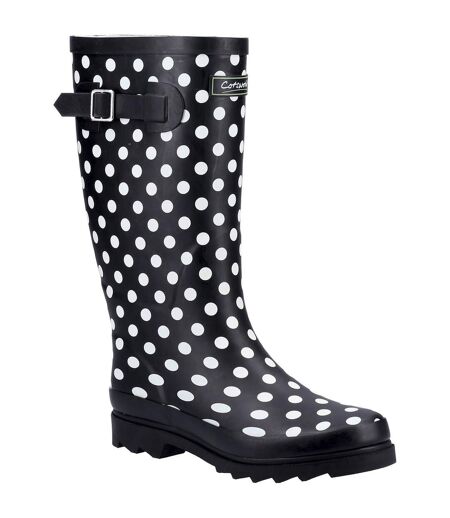 Cotswold Womens/Ladies Dotted Galoshes (Black/White) - UTFS10219