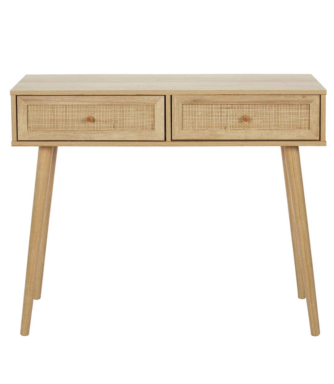 Console Bali à 2 tiroirs effet cannage - Beige-4
