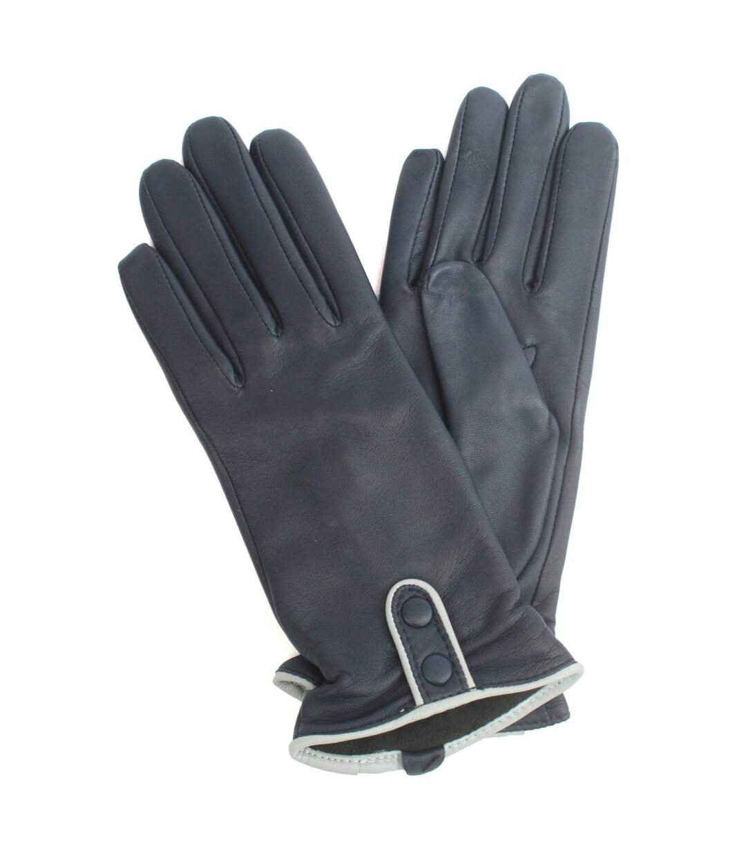 Womens/ladies poppy leather winter gloves navy/grey Eastern Counties Leather-1