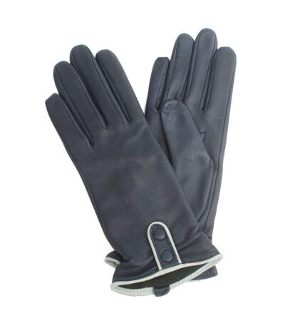 Womens/ladies poppy leather winter gloves navy/gray Eastern Counties Leather