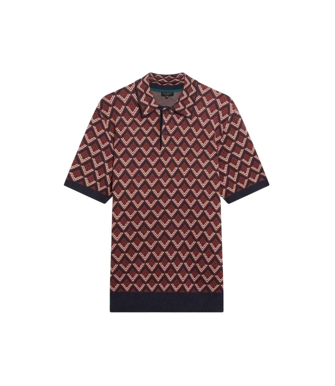 Mens Geometric Jacquard Short-sleeved Polo Shirt Maroon Ted Baker-2
