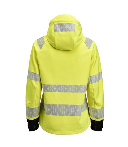 Womens/ladies High-vis Soft Shell Jacket Yellow Black Jobman