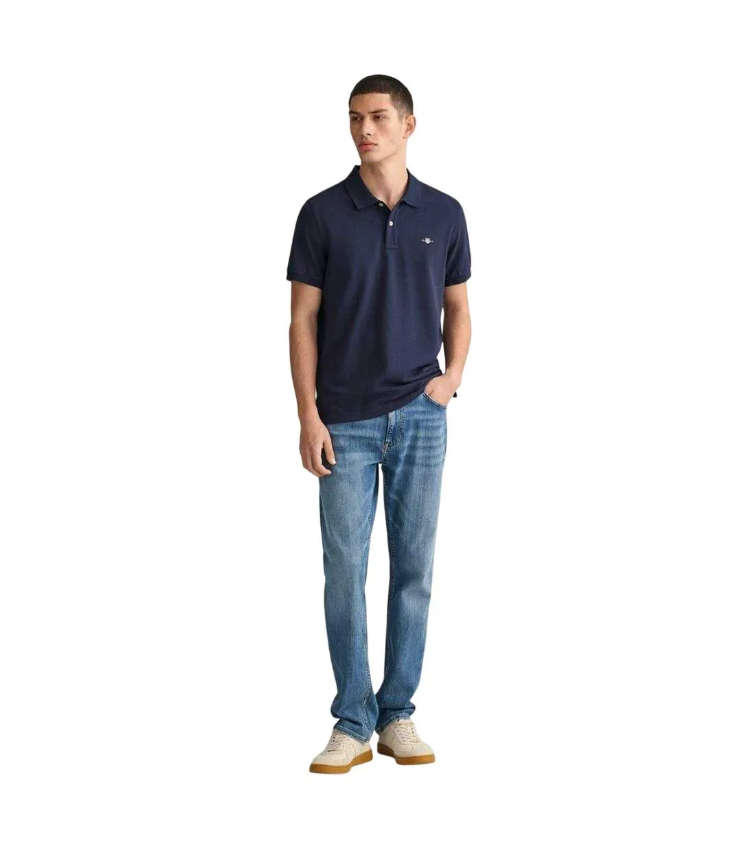 Mens Pique Polo Shirt Navy Gant-4
