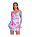 Womens/ladies Floral Mesh Mini Dress Blue Print Missy Empire-2