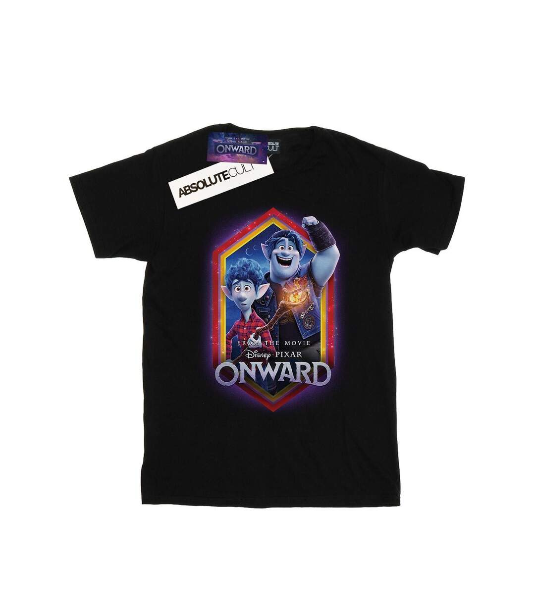 Disney Womens/Ladies Onward Brothers Crest Cotton Boyfriend T-Shirt (Noir) - UTBI42393-1