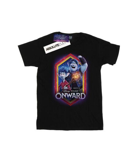 Disney Womens/Ladies Onward Brothers Crest Cotton Boyfriend T-Shirt (Noir) - UTBI42393