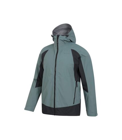 Mens valley extreme waterproof 2.5 layer waterproof jacket black/teal Mountain Warehouse