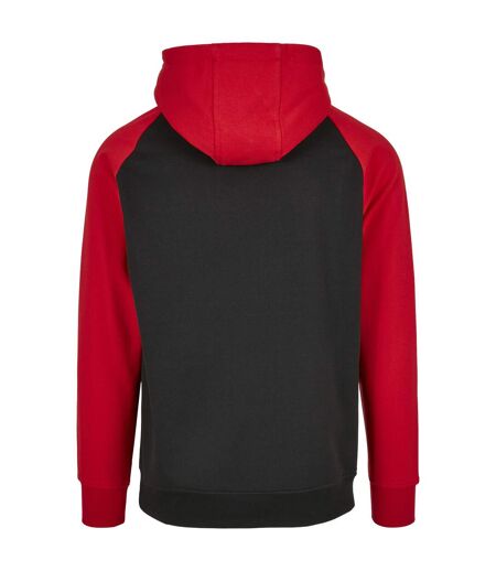 Mens Basic Raglan Hoodie Noir Rouge Build Your Brand