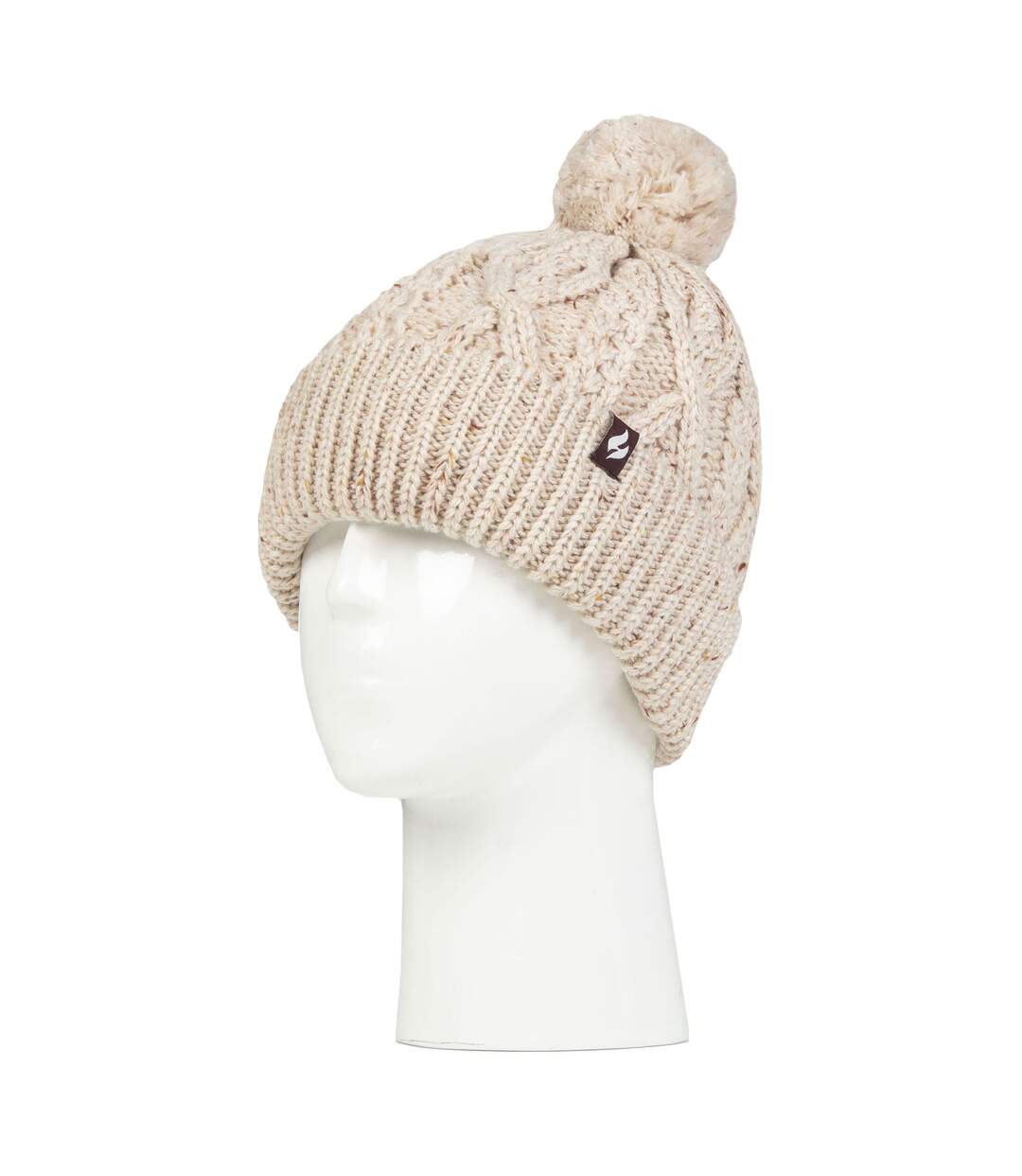Bonnet chaud en tricot torsadé épais à pompons pour femme-3