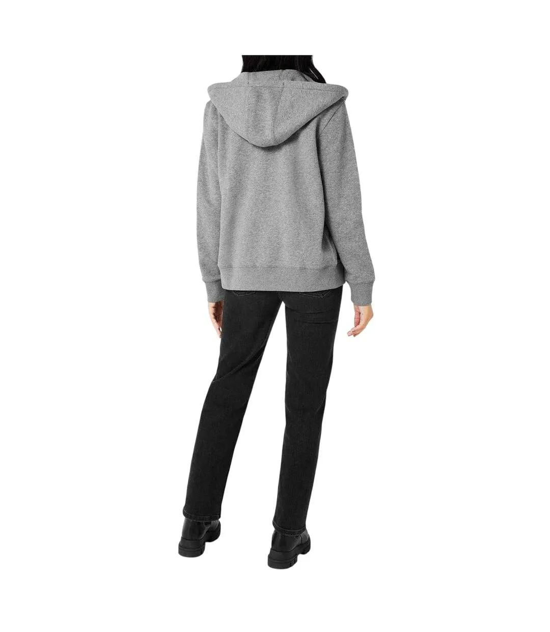 Womens/ladies Full Zip Hoodie Dark Charcoal Marl Signature-3