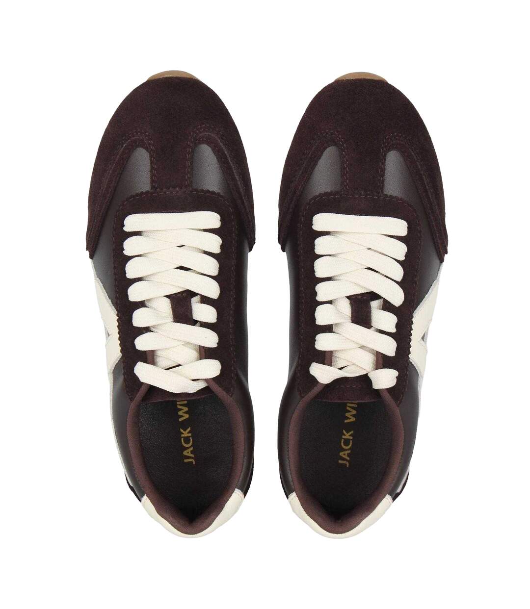 Womens/ladies Starbury Retro Leather Flat Trainers Brown White Jack Wills-3