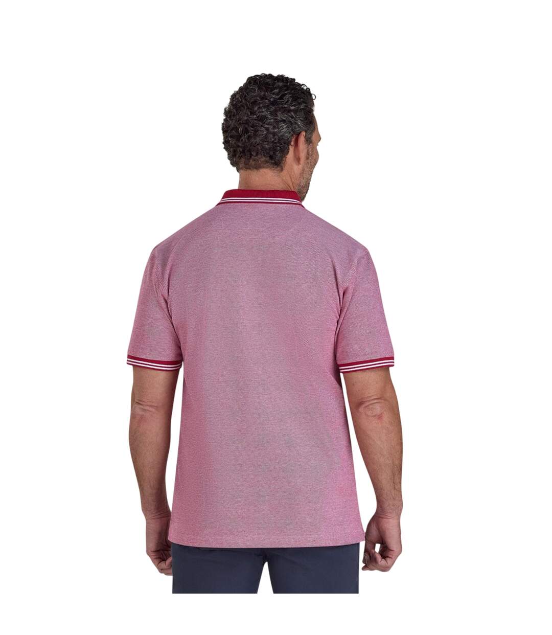Mens Two Tone Pique Polo Shirt Berry Raging Bull-3