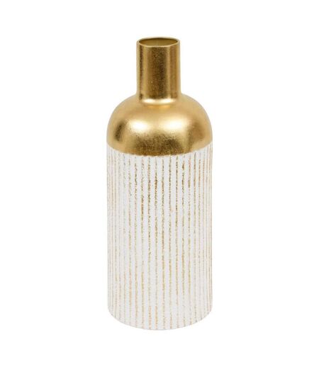 Vase Design en Métal Mirsa 43cm Blanc & Doré