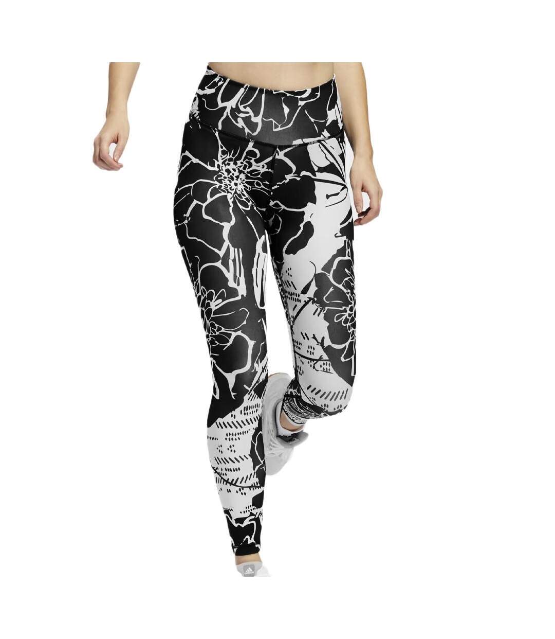 Legging Noir/Blanc Femme Adidas Flower - M-1