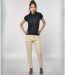 Pantalon femme de couleur beige - Coupe slim et taille haute-4