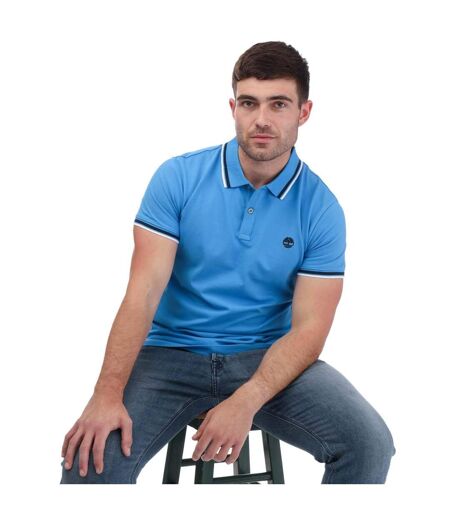 Polo manches courtes adulte bleu Timberland
