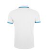 SOLS Mens Pasadena Tipped Short Sleeve Pique Polo Shirt (White/Aqua Blue) - UTPC2431