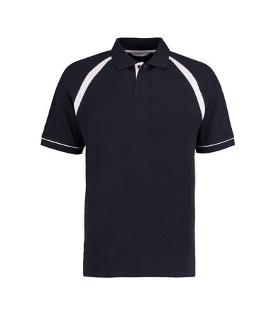Mens oak hill polo shirt navy/white Kustom Kit