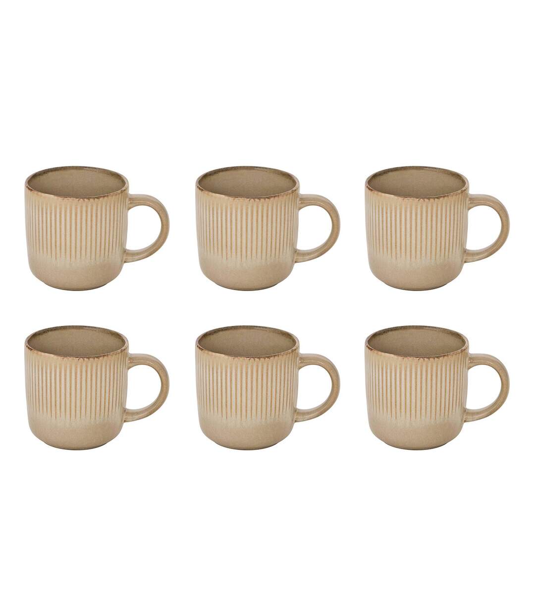 Lot de 6 Mugs en Céramique Chloe 36cl Beige-1
