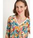 T-shirt court imprimé col V extensible-4