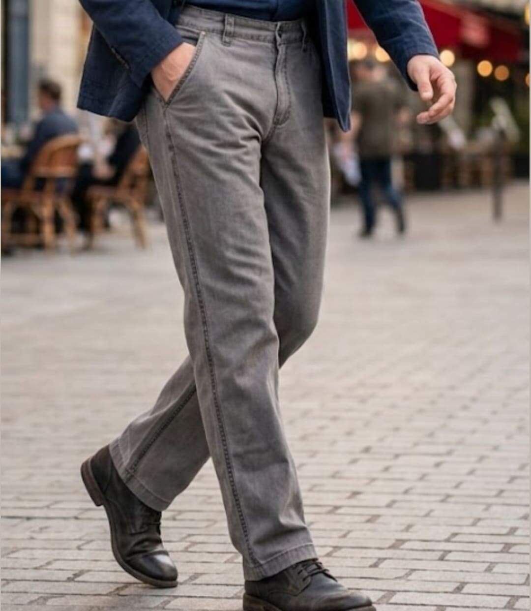 WINCHESTER WE1297T — Pantalon confort gris taupe : aisance naturelle et coton délavé-1