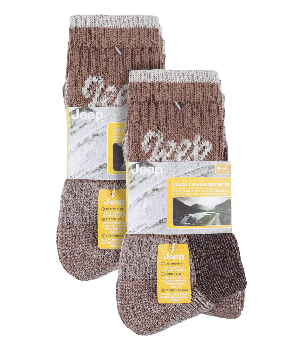 JEEP - 6 Paires Chaussettes Femme Coton Randonnée Respirantes Rembourrées-2